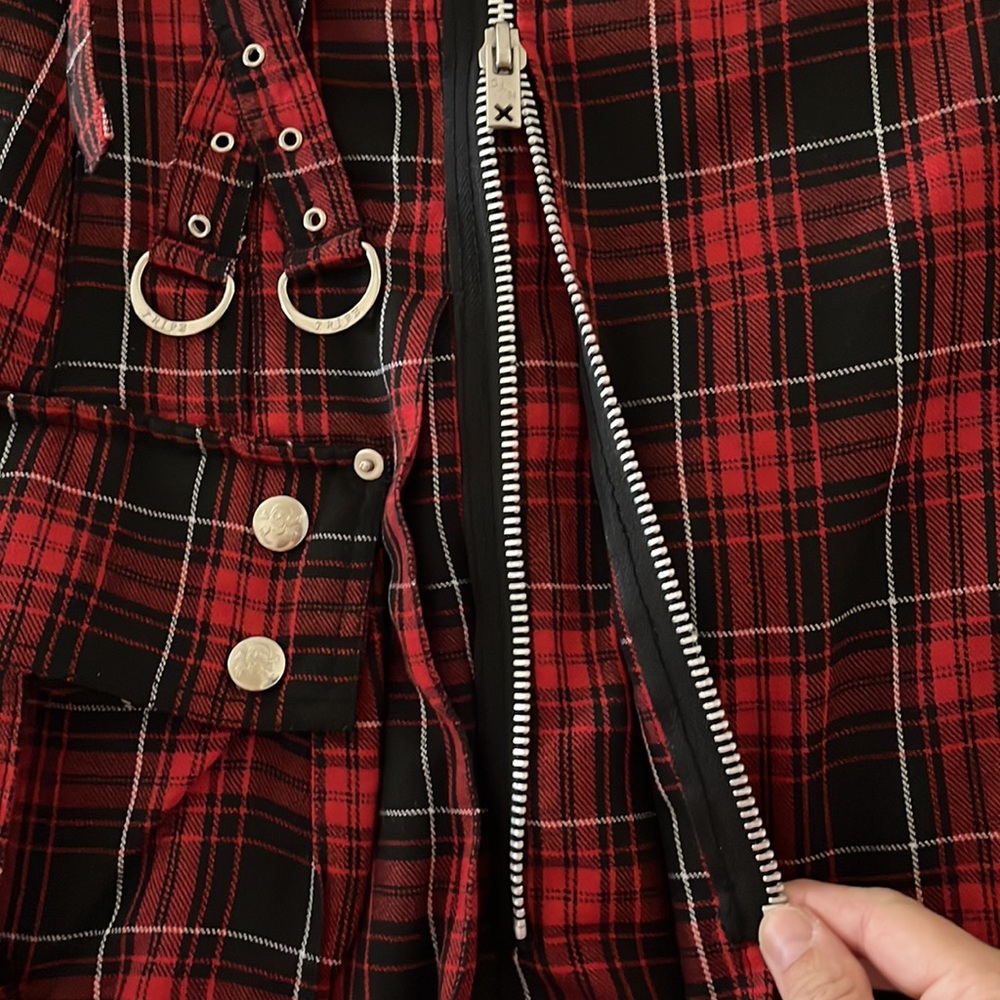 Down from $240TRIPP midi skirt plaid w/pockets, snaps, zippers, pleats, grommets - Picture 13 of 16